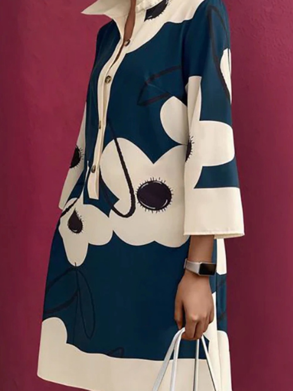Uoozee Abstract Floral Print Dress - Sz 2XL